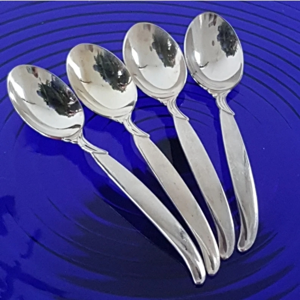 Vintage 1847 Rogers FLAIR Silver Plate Teaspoons, Set of 4, Two Sets Available